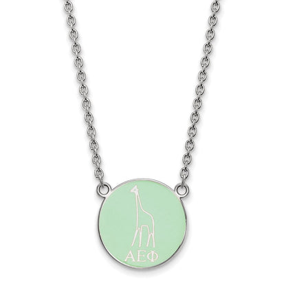 Sterlingsilber Rhodiniert Logoart Alpha Epsilon Phi Sorority Symbol Klein Farbe Emaille Anhänger 18 Zoll Halskette
