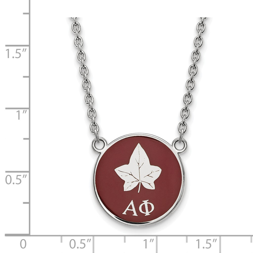 Sterlingsilber Rhodiniert Logoart Alpha Phi Sorority Symbol Klein Farbe Emaille Anhänger 18 Zoll Halskette