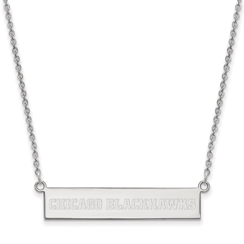 Sterlingsilber Rhodiniert Nhl Logoart Chicago Blackhawks Klein Stab 18 Zoll Halskette