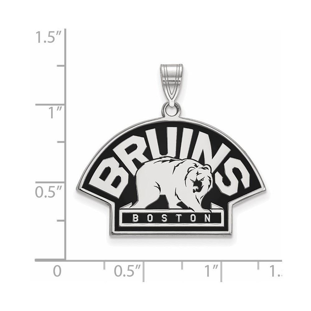 Sterlingsilber Rhodiniert Nhl Logoart Boston Bruins Groß Emailliert Anhänger