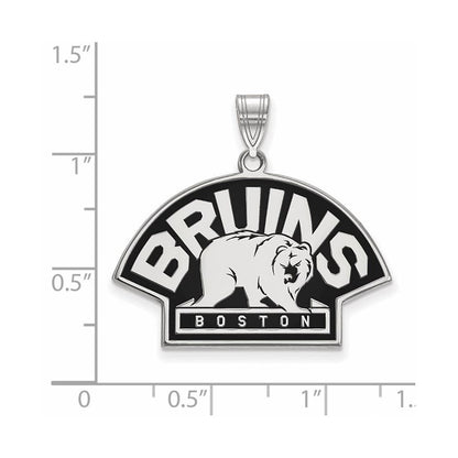 Sterlingsilber Rhodiniert Nhl Logoart Boston Bruins Groß Emailliert Anhänger