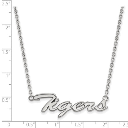 Sterlingsilber Rhodiniert Logoart Clemson University Tigers Groß Schreibschrift 18 Zoll Halskette