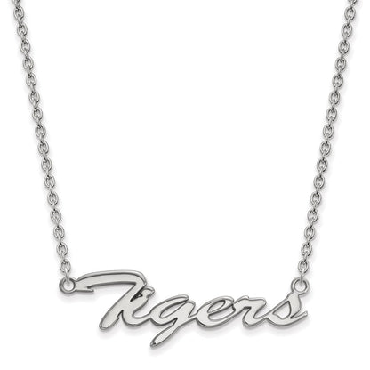 Sterlingsilber Rhodiniert Logoart Clemson University Tigers Groß Schreibschrift 18 Zoll Halskette