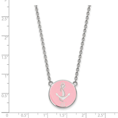 Sterlingsilber Rhodiniert Logoart Delta Gamma Sorority Symbol Groß Farbe Emaille Anhänger 18 Zoll Halskette