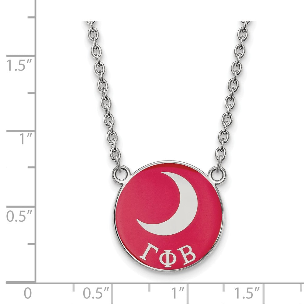Sterlingsilber Rhodiniert Logoart Gamma Phi Beta Sorority Symbol Groß Farbe Emaille Anhänger 18 Zoll Halskette