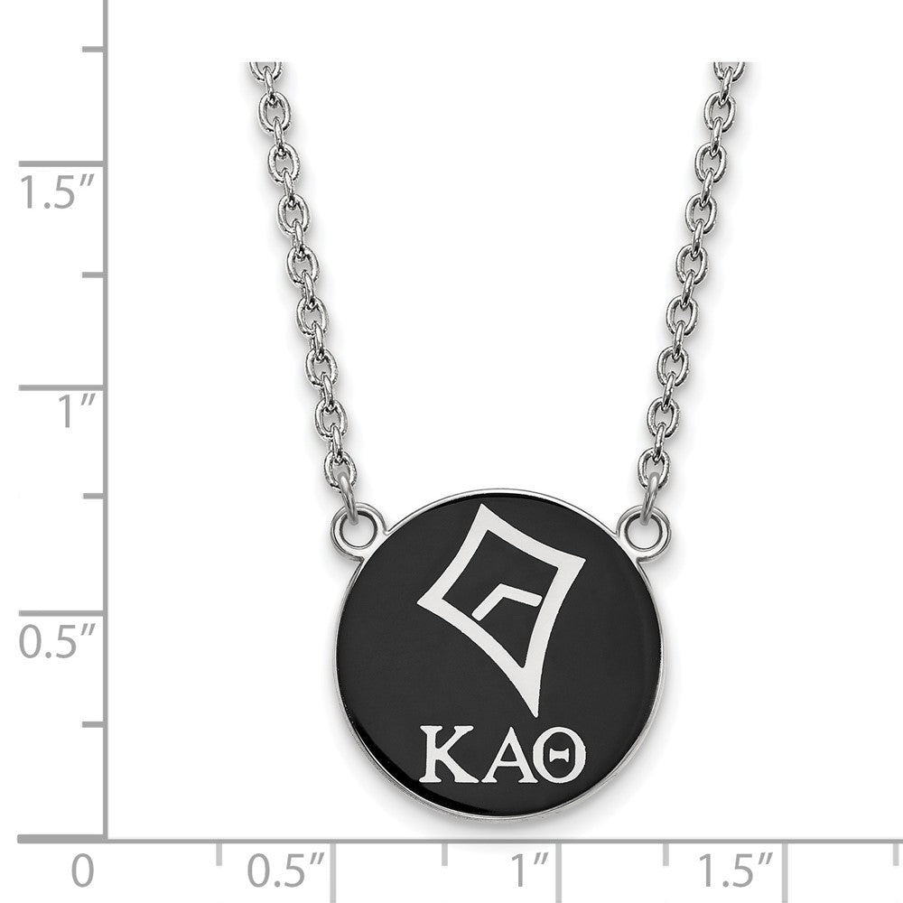 Sterlingsilber Rhodiniert Logoart Kappa Alpha Theta Sorority Symbol Groß Farbe Emaille Anhänger 18 Zoll Halskette