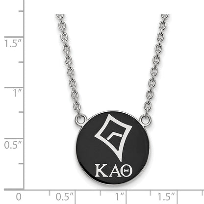 Sterlingsilber Rhodiniert Logoart Kappa Alpha Theta Sorority Symbol Groß Farbe Emaille Anhänger 18 Zoll Halskette