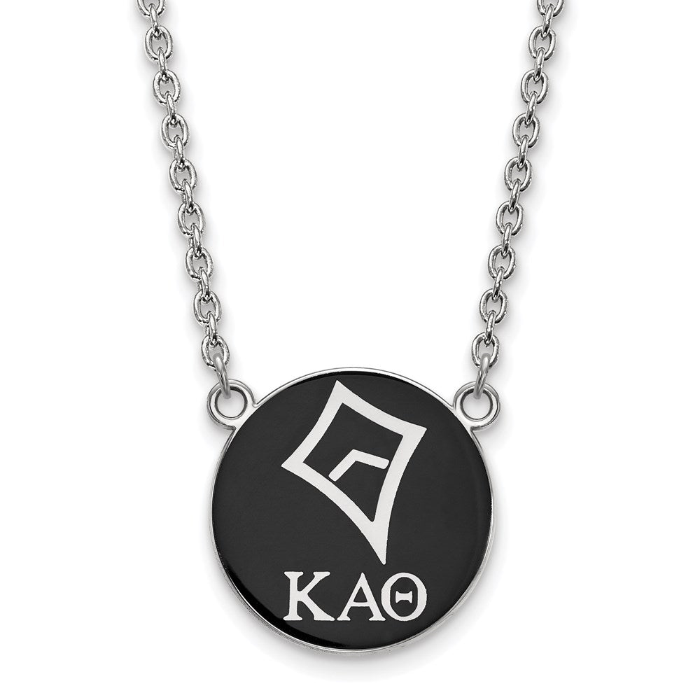Sterlingsilber Rhodiniert Logoart Kappa Alpha Theta Sorority Symbol Groß Farbe Emaille Anhänger 18 Zoll Halskette