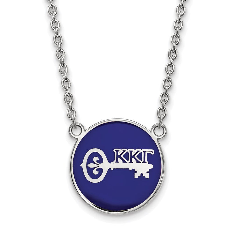 Sterlingsilber Rhodiniert Logoart Kappa Gamma Sorority Symbol Groß Farbe Emaille Anhänger 18 Zoll Halskette