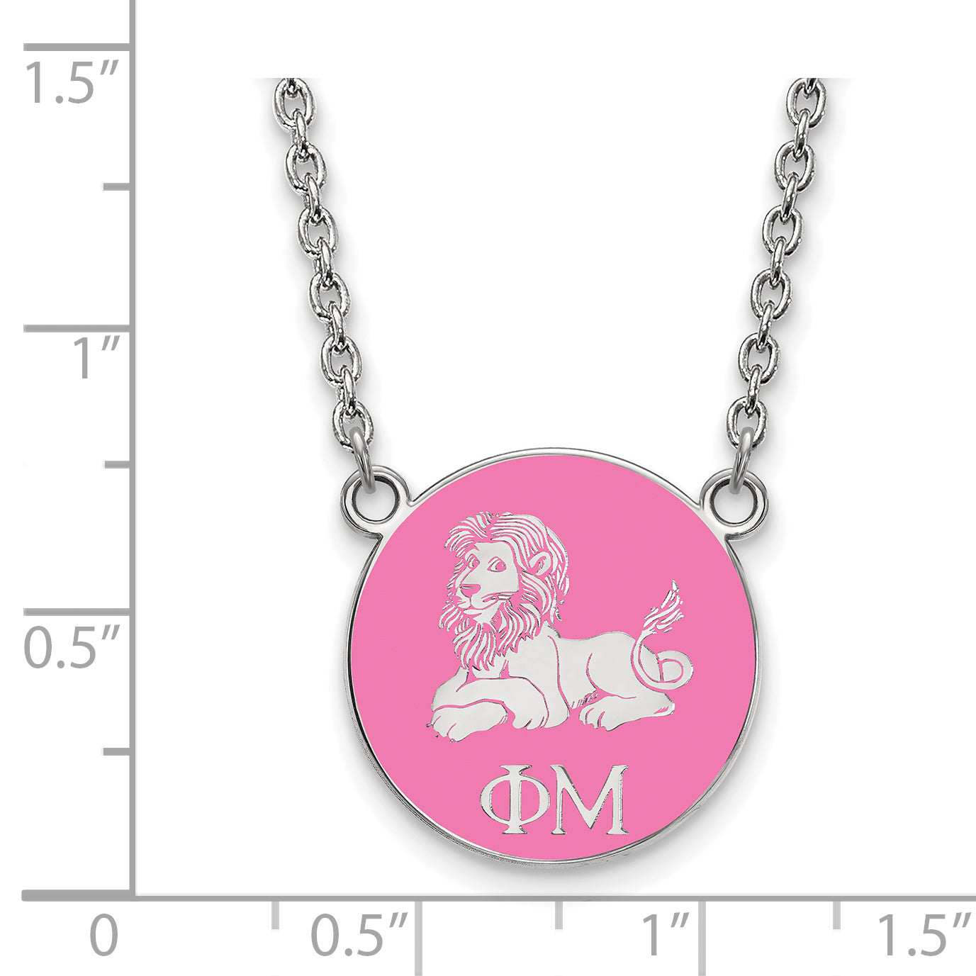 Sterlingsilber Rhodiniert Logoart Phi Mu Sorority Symbol Klein Farbe Emaille Anhänger 18 Zoll Halskette
