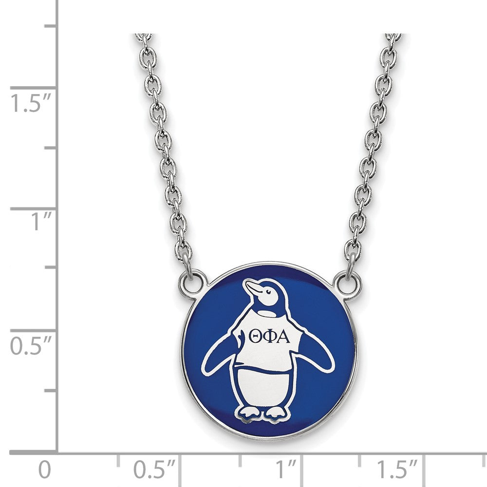 Sterlingsilber Rhodiniert Logoart Theta Phi Alpha Sorority Symbol Groß Farbe Emaille Anhänger 18 Zoll Halskette
