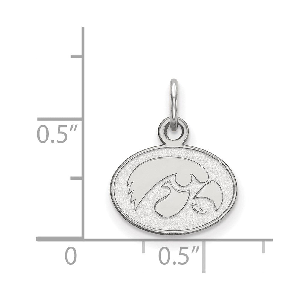 Sterlingsilber Rhodiniert Logoart University Of Iowa Hawk Extra Klein Oval Anhänger