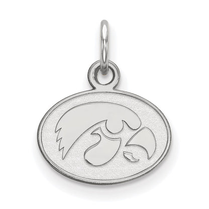 10K Weißgold Logoart University Of Iowa Hawk Extra Klein Oval Anhänger