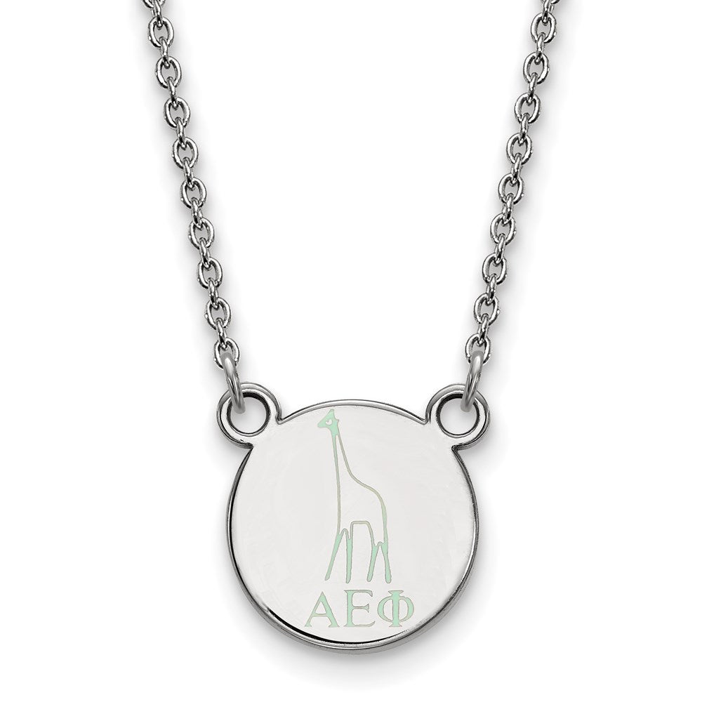 Sterlingsilber Rhodiniert Logoart Alpha Epsilon Phi Sorority Symbol Extra Klein Farbe Emaille Anhänger 18 Zoll Halskette