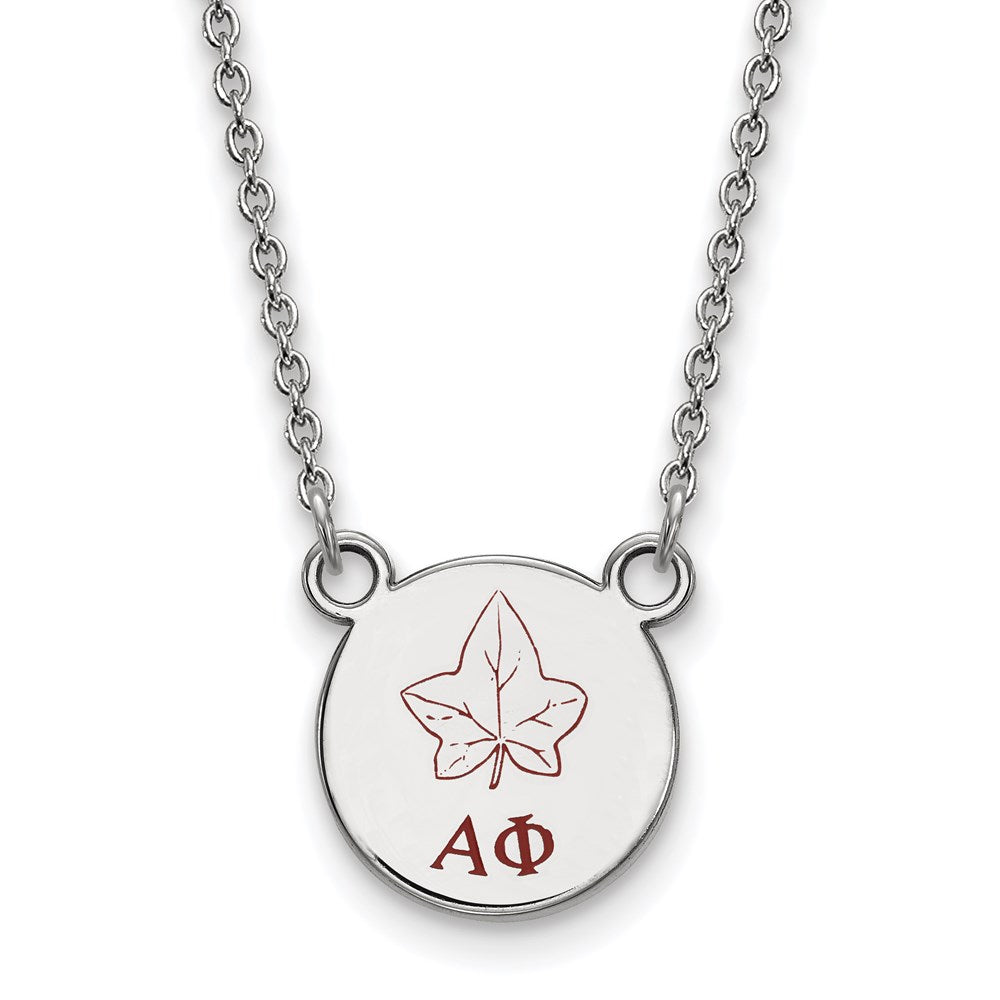 Sterlingsilber Rhodiniert Logoart Alpha Phi Sorority Symbol Klein Farbe Emaille Anhänger 18 Zoll Halskette