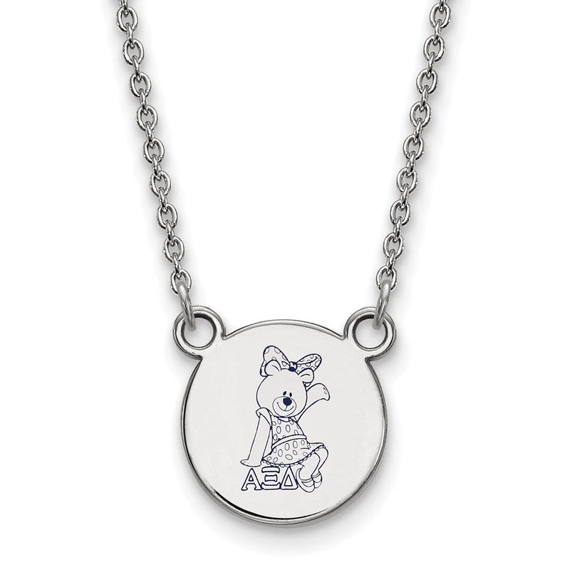 Sterlingsilber Rhodiniert Logoart Alpha Xi Delta Sorority Symbol Klein Farbe Emaille Anhänger 18 Zoll Halskette