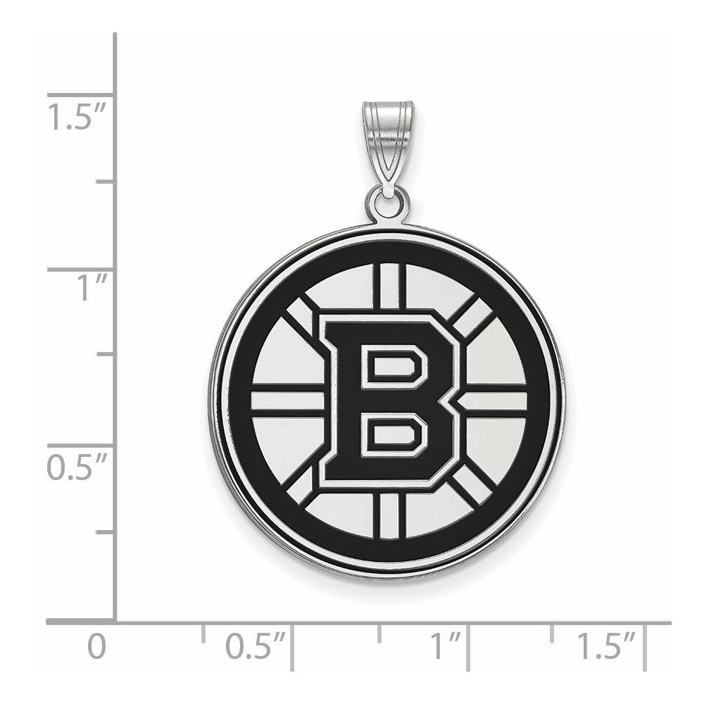 Sterlingsilber Rhodiniert Nhl Logoart Boston Bruins Extra Groß Emailliert Anhänger