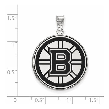 Sterlingsilber Rhodiniert Nhl Logoart Boston Bruins Extra Groß Emailliert Anhänger