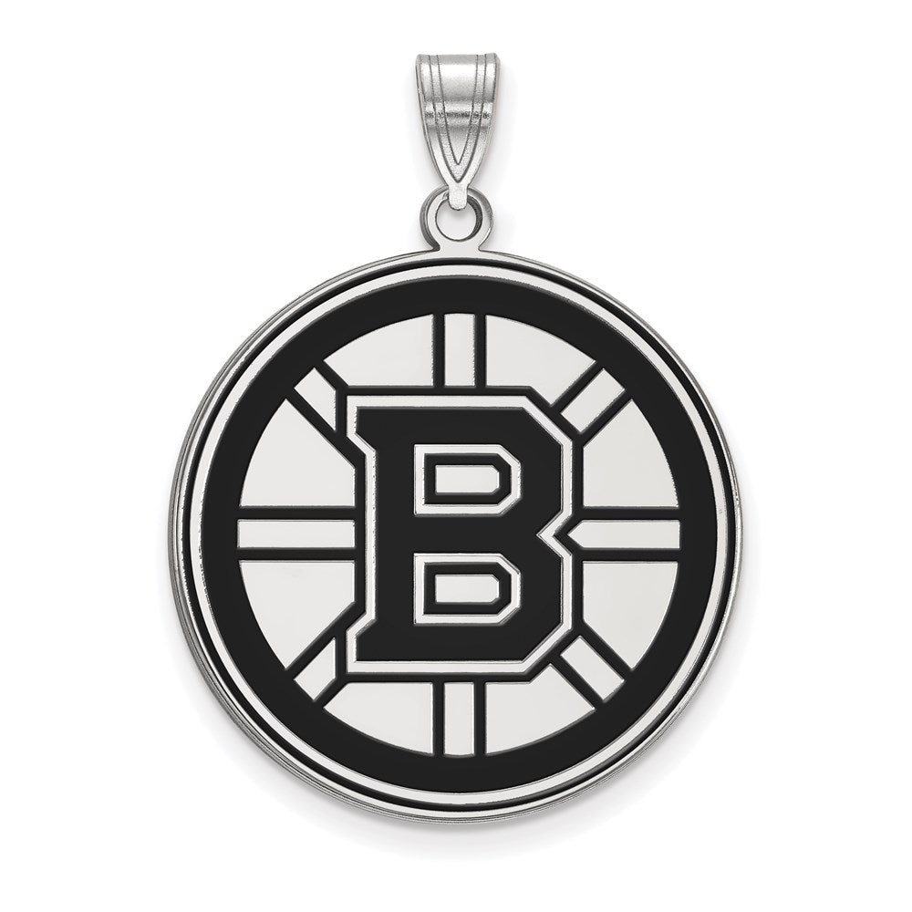 Sterlingsilber Rhodiniert Nhl Logoart Boston Bruins Extra Groß Emailliert Anhänger