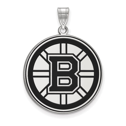 Sterlingsilber Rhodiniert Nhl Logoart Boston Bruins Extra Groß Emailliert Anhänger