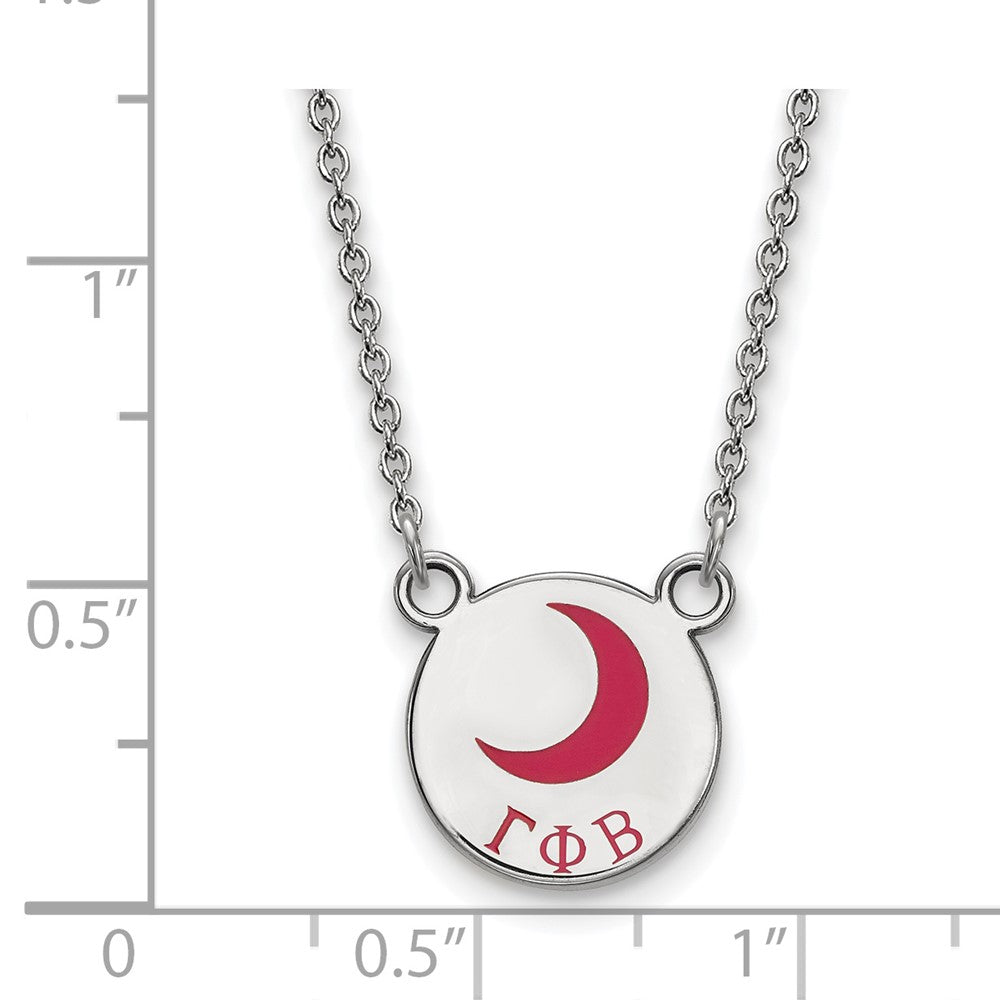 Sterlingsilber Rhodiniert Logoart Gamma Phi Beta Sorority Symbol Klein Farbe Emaille Anhänger 18 Zoll Halskette