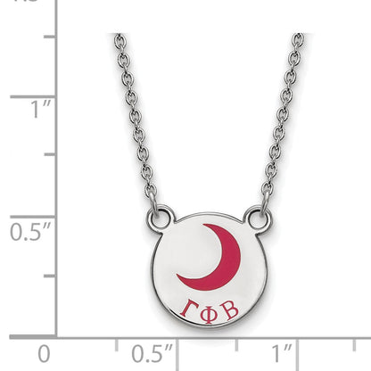 Sterlingsilber Rhodiniert Logoart Gamma Phi Beta Sorority Symbol Klein Farbe Emaille Anhänger 18 Zoll Halskette