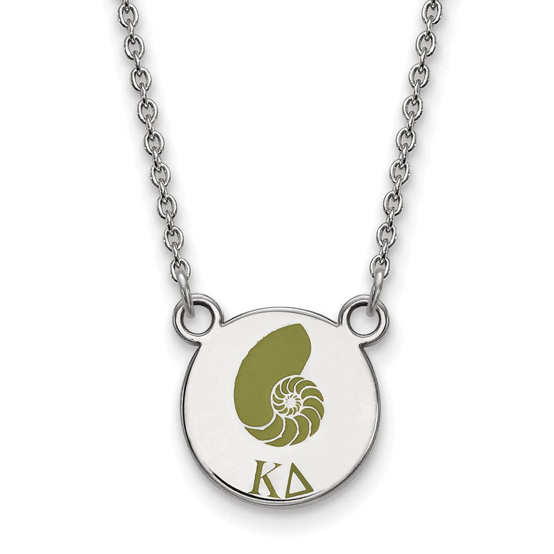 Sterlingsilber Rhodiniert Logoart Kappa Delta Sorority Symbol Klein Farbe Emaille Anhänger 18 Zoll Halskette