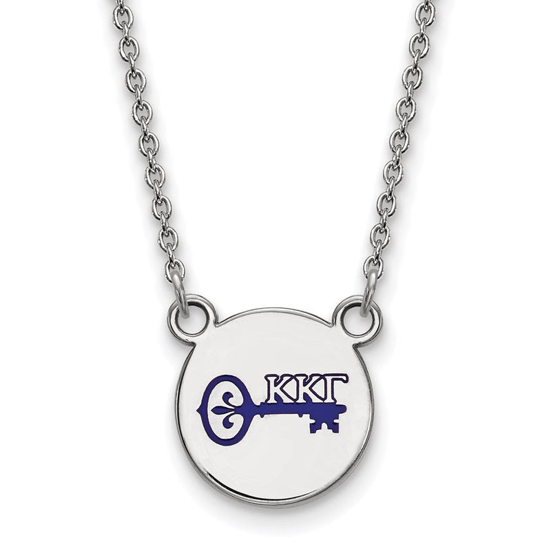 Sterlingsilber Rhodiniert Logoart Kappa Gamma Sorority Symbol Klein Farbe Emaille Anhänger 18 Zoll Halskette