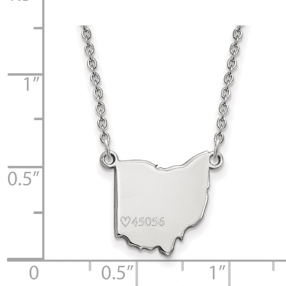Sterlingsilber Rhodiniert Logoart Miami University Ohio Form Zip Code Anhänger 18 Zoll Halskette