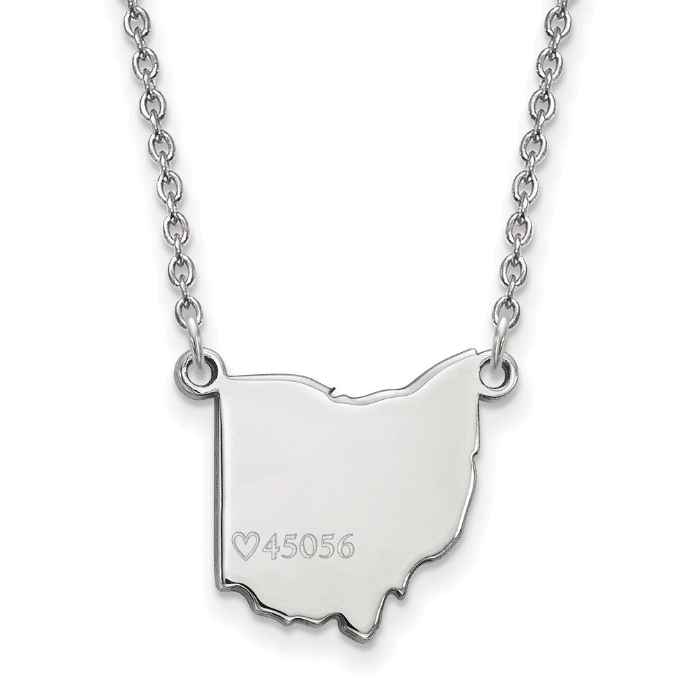 Sterlingsilber Rhodiniert Logoart Miami University Ohio Form Zip Code Anhänger 18 Zoll Halskette