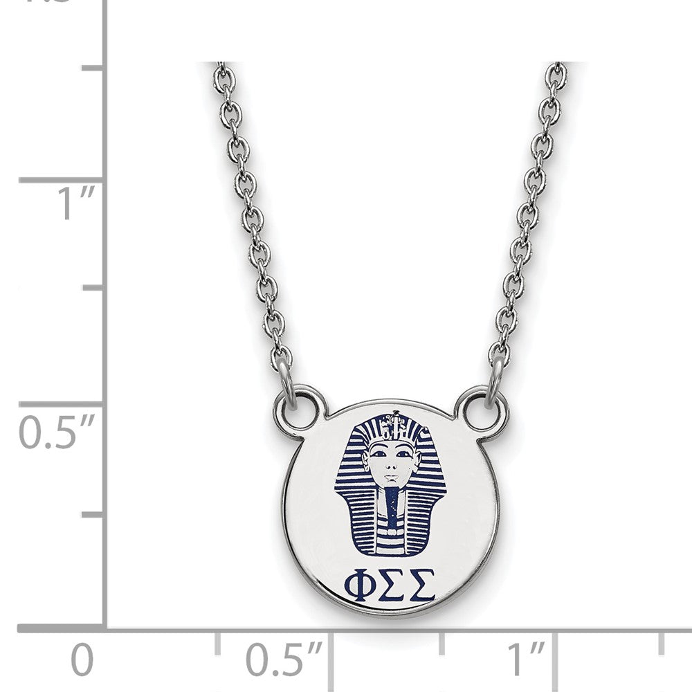 Sterlingsilber Rhodiniert Logoart Phi Sigma Sorority Symbol Klein Farbe Emaille Anhänger 18 Zoll Halskette