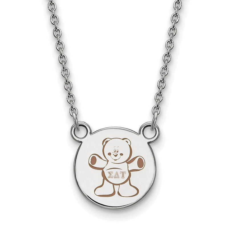 Sterlingsilber Rhodiniert Logoart Sigma Delta Tau Sorority Symbol Klein Farbe Emaille Anhänger 18 Zoll Halskette