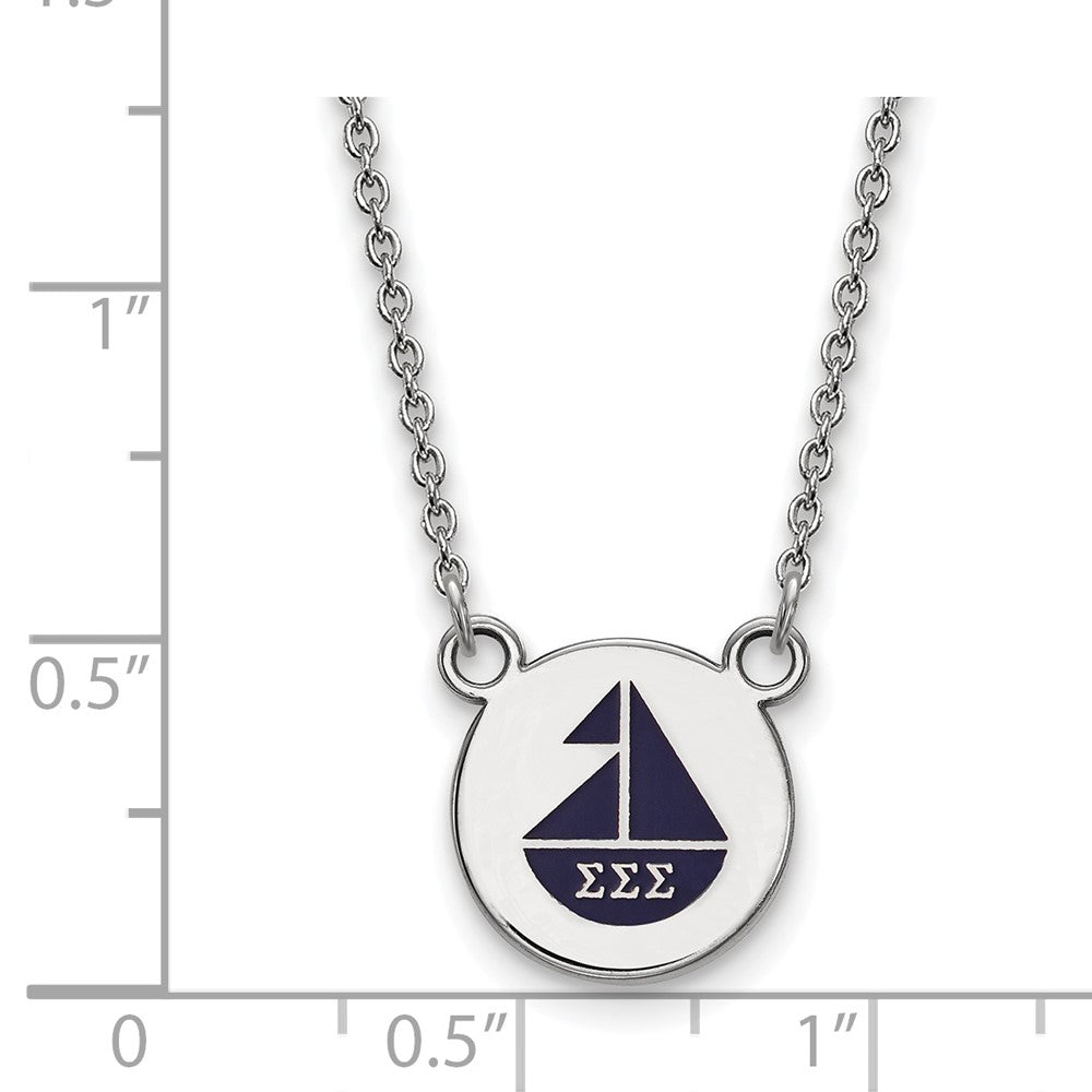 Sterlingsilber Rhodiniert Logoart Sigma Sorority Symbol Klein Farbe Emaille Anhänger 18 Zoll Halskette