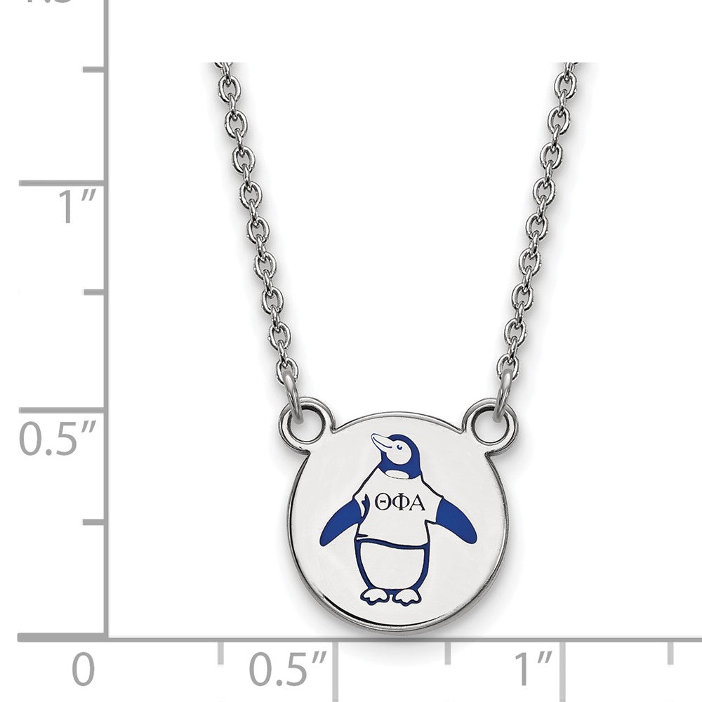 Sterlingsilber Rhodiniert Logoart Theta Phi Alpha Sorority Symbol Klein Farbe Emaille Anhänger 18 Zoll Halskette