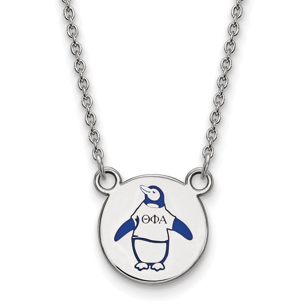 Sterlingsilber Rhodiniert Logoart Theta Phi Alpha Sorority Symbol Klein Farbe Emaille Anhänger 18 Zoll Halskette