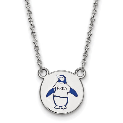 Sterlingsilber Rhodiniert Logoart Theta Phi Alpha Sorority Symbol Klein Farbe Emaille Anhänger 18 Zoll Halskette