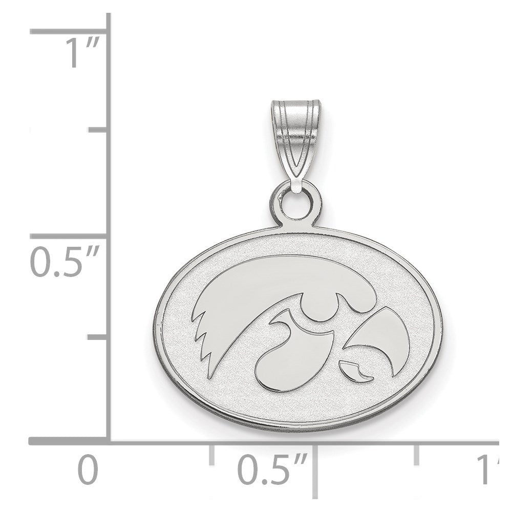 10K Weißgold Logoart University Of Iowa Hawk Klein Oval Anhänger
