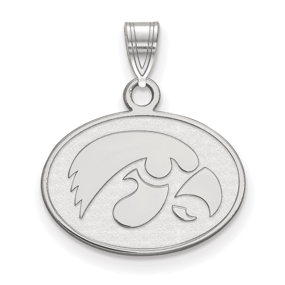 Sterlingsilber Rhodiniert Logoart University Of Iowa Hawk Klein Oval Anhänger