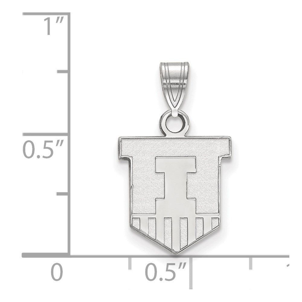 Sterlingsilber Rhodiniert Logoart University Of Illinois Victory Abzeichen Klein Anhänger