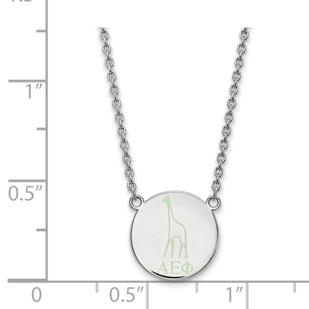Sterlingsilber Rhodiniert Logoart Alpha Epsilon Phi Sorority Symbol Groß Farbe Emaille Anhänger 18 Zoll Halskette