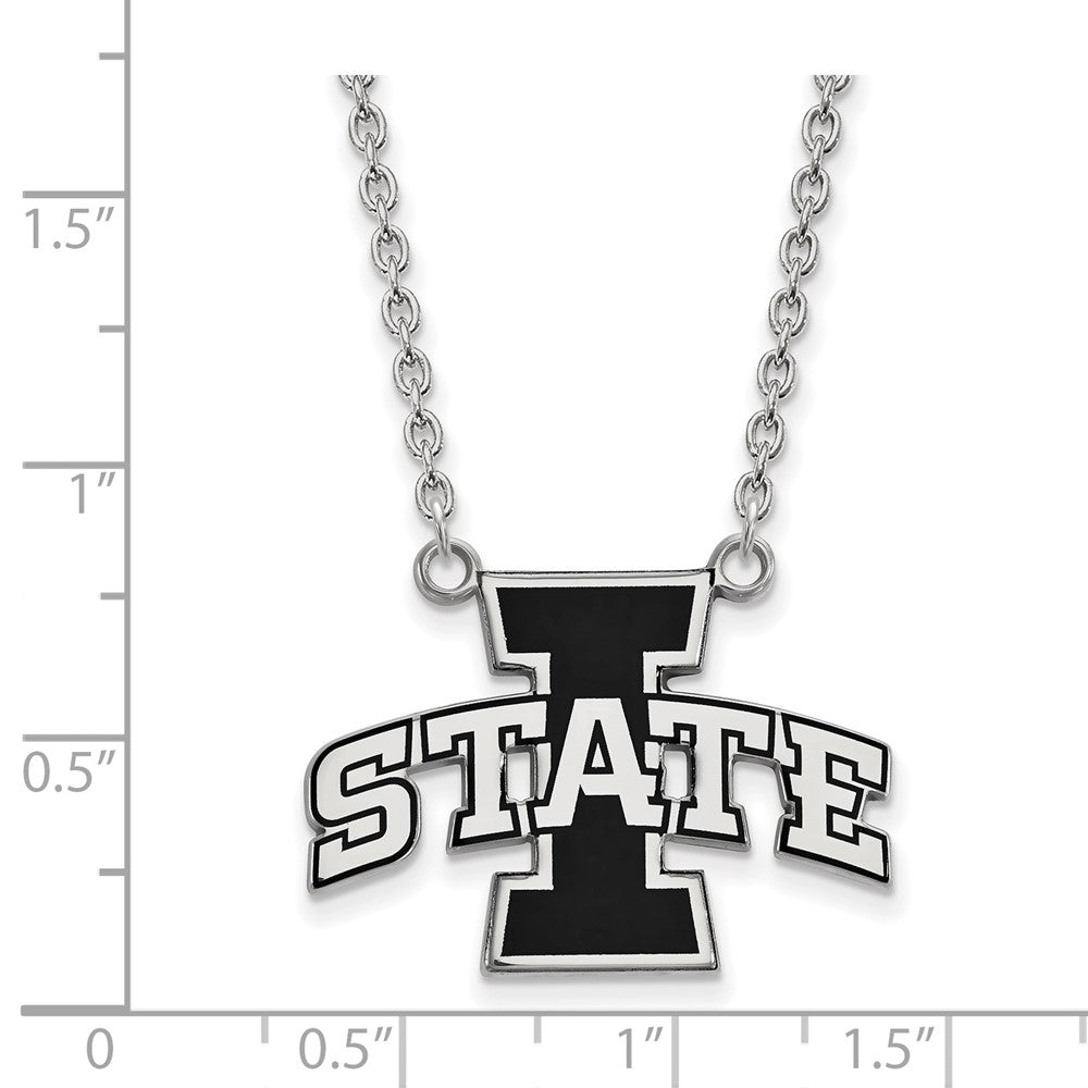 Sterlingsilber Rhodiniert Logoart Iowa State University Groß Emailliert Anhänger 18 Zoll Halskette