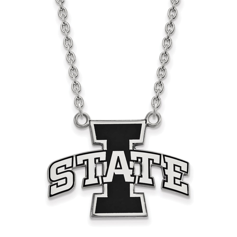 Sterlingsilber Rhodiniert Logoart Iowa State University Groß Emailliert Anhänger 18 Zoll Halskette