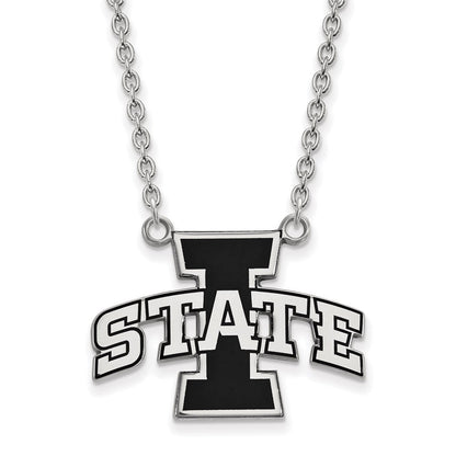 Sterlingsilber Rhodiniert Logoart Iowa State University Groß Emailliert Anhänger 18 Zoll Halskette