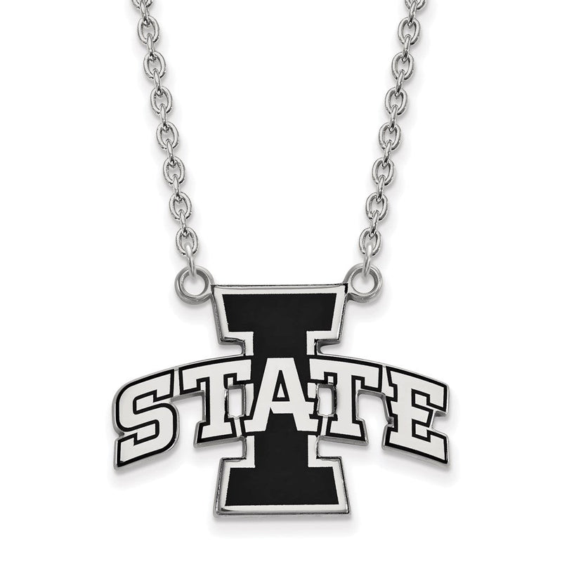 Sterlingsilber Rhodiniert Logoart Iowa State University Groß Emailliert Anhänger 18 Zoll Halskette