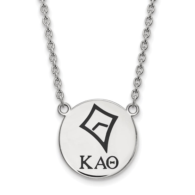 Sterlingsilber Rhodiniert Logoart Kappa Alpha Theta Sorority Symbol Groß Farbe Emaille Anhänger 18 Zoll Halskette