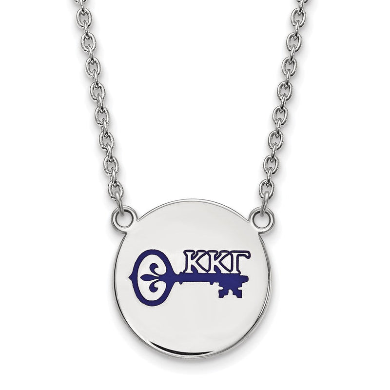 Sterlingsilber Rhodiniert Logoart Kappa Gamma Sorority Symbol Groß Farbe Emaille Anhänger 18 Zoll Halskette