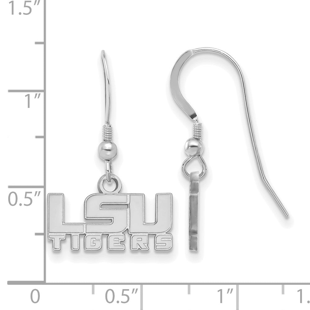 Sterlingsilber Rhodiniert Logoart Louisiana State University L S U Tigers Extra Klein Hängend Draht Ohrringe