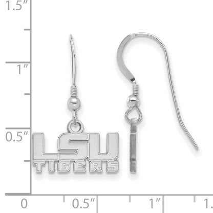 Sterlingsilber Rhodiniert Logoart Louisiana State University L S U Tigers Extra Klein Hängend Draht Ohrringe