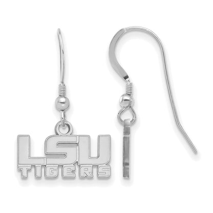 Sterlingsilber Rhodiniert Logoart Louisiana State University L S U Tigers Extra Klein Hängend Draht Ohrringe