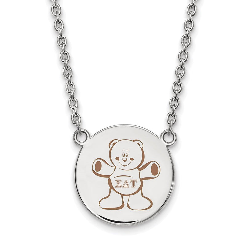Sterlingsilber Rhodiniert Logoart Sigma Delta Tau Sorority Symbol Groß Farbe Emaille Anhänger 18 Zoll Halskette